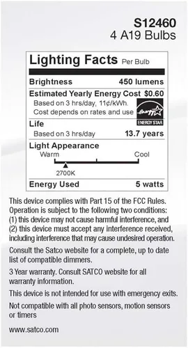 Miniatura 5 de BOMBILLA LED FLMNT A19 4PK 045923124600