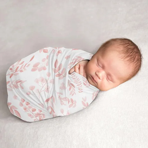 Miniatura 15 de Sweet Jojo Designs Manta para envolver al bebé con diseño floral bohemio y chic de color rosa rubor, para bebé recién nacido, ligero, elástico