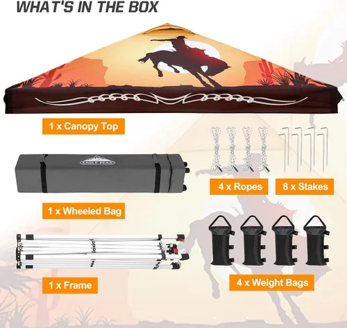 Miniatura 313 de EAGLE PEAK Tienda de campaña desplegable con bolsa de transporte con ruedas, 8 estacas, 4 cuerdas, 4 bolsas de peso, toldo de tienda de campaña