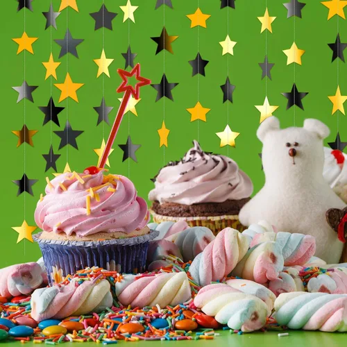 Miniatura 6 de Patelai Guirnalda de estrellas con purpurina 2026, decoración de graduación de 130 pies, pancarta colgante de estrella para fiesta, cumpleaños