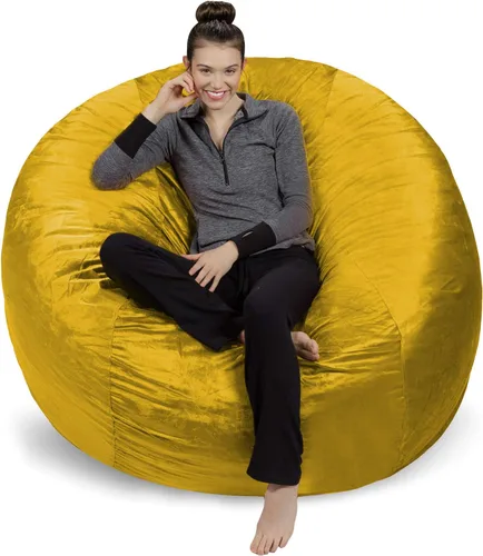 Miniatura 9 de Sofa Sack Funda para silla puff solamente, sin relleno, cómoda funda de repuesto para silla redonda, 5 pies, color carbón Carbón - Solo funda
