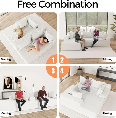 Miniatura 7 de Sofá seccional moderno de 108 pulgadas, sofás modulares convertibles en forma de L, sofás tapizados con asiento profundo, sofá de esponja apto