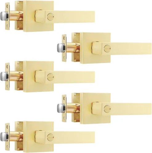 Miniatura 33 de Leydebong Paquete de 2 pomos de puerta de entrada con llave igual, pomo de puerta con cerradura y llave, manijas de puerta doradas para exterior e
