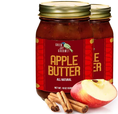Green Jay Gourmet Mantequilla de manzana, totalmente natural, sin gluten, para untar de manzana con manzanas, canela y especias, mantequilla de