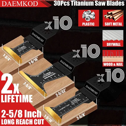 Miniatura 2 de Juego de 30 cuchillas de herramienta oscilante de titanio para corte de metal, cuchillas de sierra profesionales para clavos de metal blando