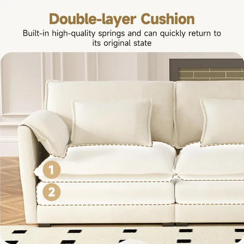 Miniatura 3 de Real Relax 145'' Sofá seccional modular, sofá convertible de 4 plazas con chenilla, 8 almohadas y 2 reposabrazos para sala de estar, oficina