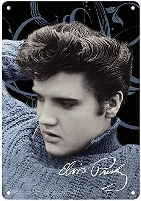 Midsouth Products Suéter Elvis Presley 8x11.5 con signo de hojalata azul