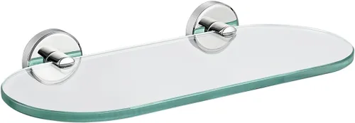 Miniatura 17 de JQK Estante de vidrio para baño dorado, almacenamiento de ducha de vidrio templado de 20 por 5 pulgadas, montaje de pared dorado cepillado de acero