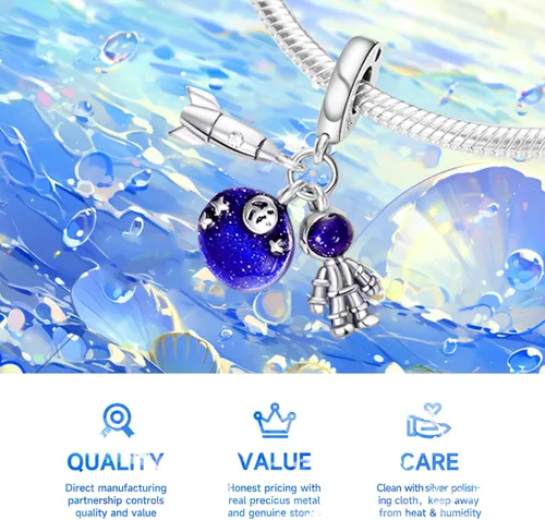 Miniatura 5 de Abalorios de plata de ley 925 para pulseras y collares, pulseras solares con dije de estrella de mar y estrella, conchas de estrella de mar