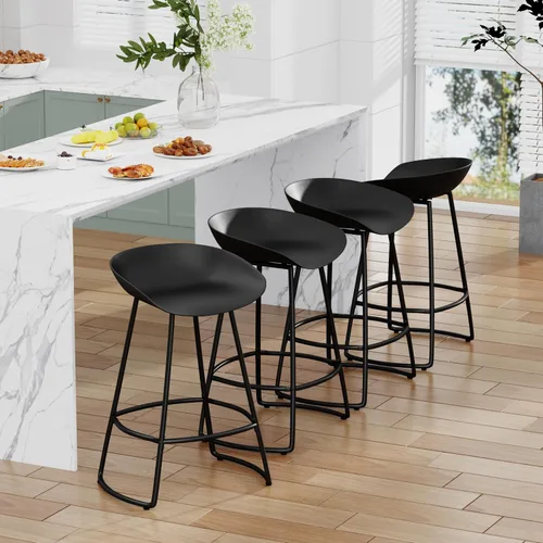 Miniatura 4 de Andeworld Juego de 4 taburetes giratorios modernos de 30 pulgadas de altura de barra, taburetes de bar de metal para cocina, isla de desayuno