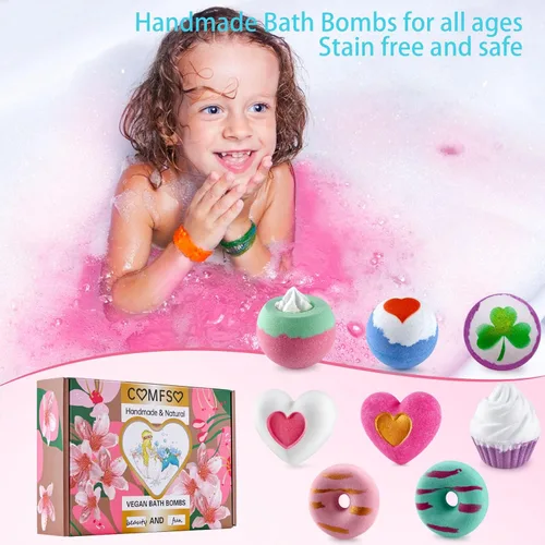 Miniatura 5 de Bombas de baño para niñas - Bombas de baño, regalos de Navidad para mujeres y niños, baño de burbujas, juego de regalo de bombas de baño hecho a