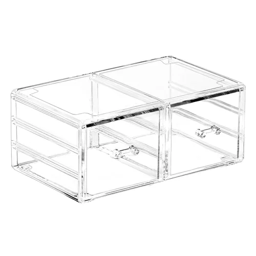 Miniatura 9 de Cq acrylic Organizador de maquillaje apilable con 3 cajones, organizador de cajones transparente para mostrador de tocador, organizador