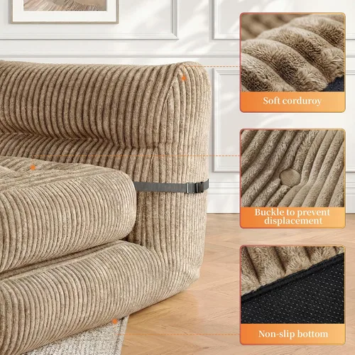 Miniatura 6 de Homkdom Puf gigante para adultos, de 31.49 pulgadas de alto con otomana plegable para sala de estar, dormitorio o balcón, sillón grande con relleno
