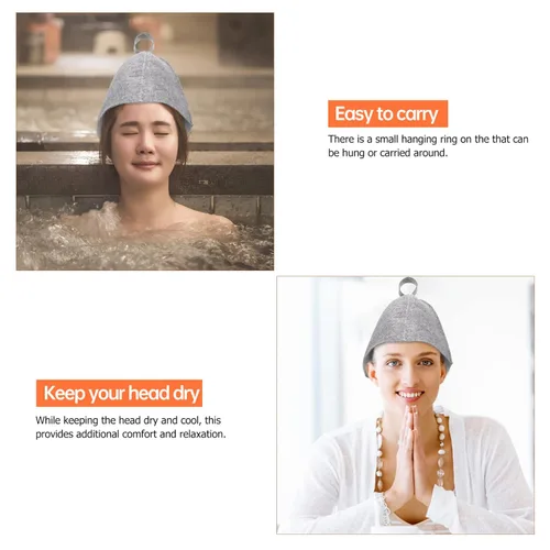 Miniatura 4 de EXCEART Sombrero de sauna de fieltro grueso, ligero y cómodo, con absorción de humedad y lazo para colgar, para hombres y mujeres, sauna, sala