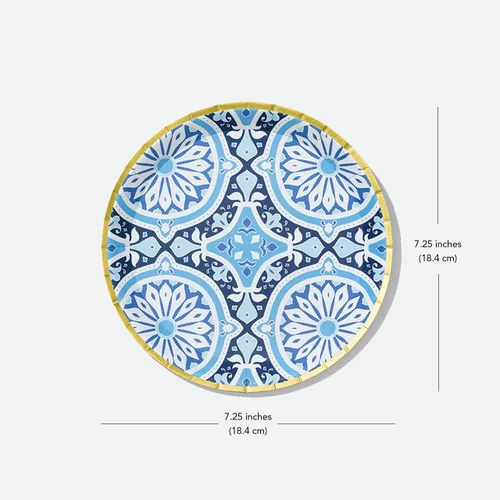 Miniatura 3 de Coterie Platos azules y dorados (juego de 10 platos pequeños marroquíes, azul marino, agradables para bodas, despedidas de soltera, cenas y fiestas)