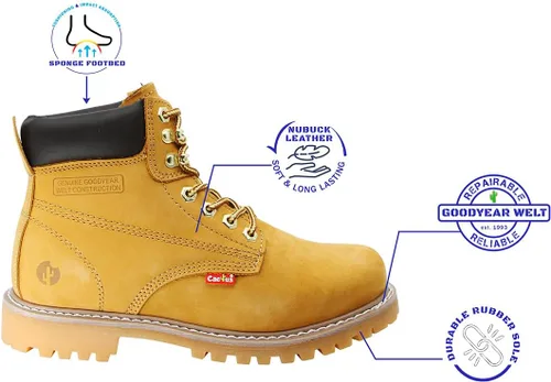 Miniatura 2 de Cactus Botas de trabajo de construcción de piel de nobuk con aislamiento de puntera suave de 6.0 in, cómodas botas de construcción industrial
