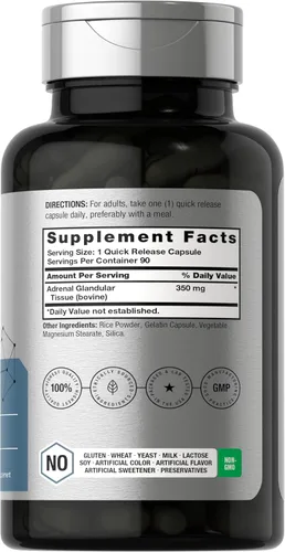 Miniatura 2 de Horbäach Glandular suprarrenal crudo 350 mg 90 cápsulas Suplemento sin OMG, sin gluten