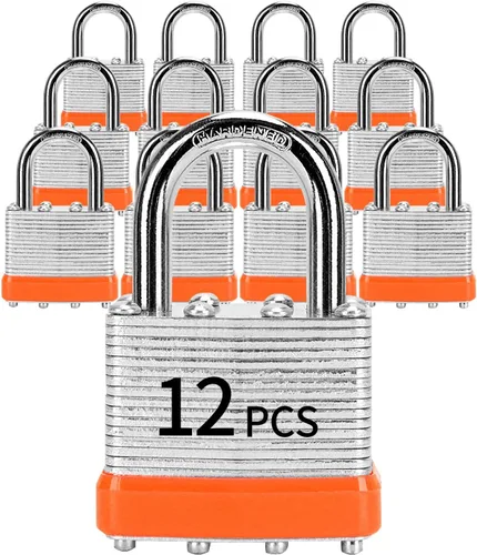 Miniatura 13 de Candados con la misma llave, LQYN 6 piezas de candado laminado con llave (1-9/16", 40mm), candados con llave iguales, grillete normal, para taquilla