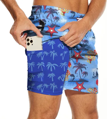 Miniatura 2 de AUISS Traje de baño para hombre, diseño de calavera con bandera estadounidense, pantalones cortos de natación con bandera de Estados Unidos