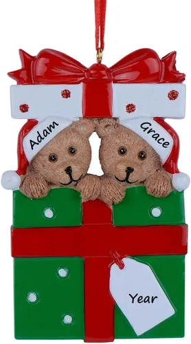 Miniatura 2 de Adornos de Navidad familiares personalizados 2023 – Adorno de Navidad de familia de 2 osos – Decoración de árbol de caja de regalo de oso