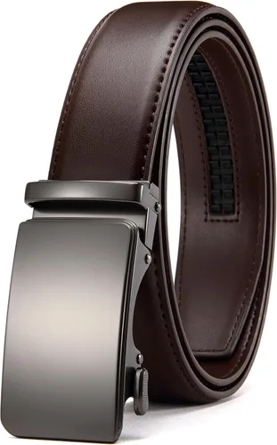 Miniatura 22 de CHAOREN - Cinturón para hombre - Cinturón de trinquete de cuero de 1 3/8 pulgadas para pantalones de vestir - Cinturón micro ajustable que se adapta