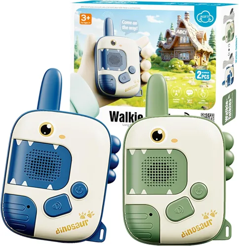 Dino Walkie Talkies para niños, juguetes de dinosaurio para niños de 3-5-7, juguetes para niños pequeños, paquete de 2 regalos de cumpleaños para 3,