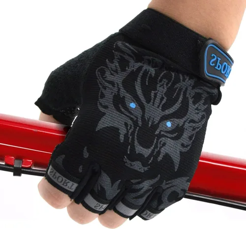 Miniatura 7 de Guantes de ciclismo sin dedos para niños y niñas con medio dedo, guantes de equitación para deportes al aire libre, guantes de gel antideslizantes