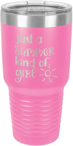 Miniatura 14 de JUST A SUMMER KIND OF GIRL Vaso de 30 oz con pajita y tapa superior deslizante Taza de viaje de acero inoxidable Comparar con Yeti Rambler