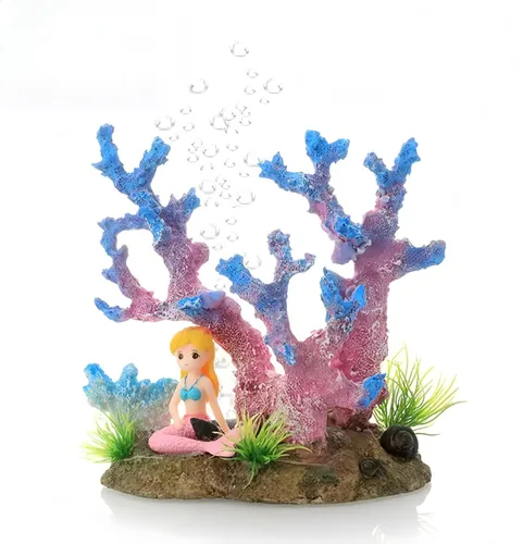 Decoraciones de peceras, estatua de sirena, jardín de sirena, decoraciones de pecera, decoraciones de artesanía, decoraciones de sirena (1, diseño