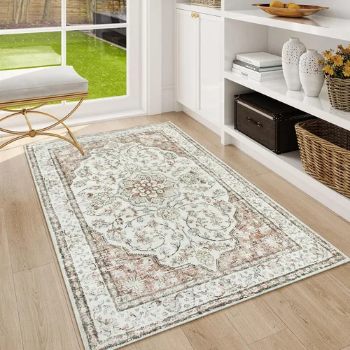 Miniatura 9 de Alfombra de pasillo oriental para baño Lahome, alfombra lavable de 2 x 6 pulgadas color beige para cocina, alfombra antideslizante para pasillo