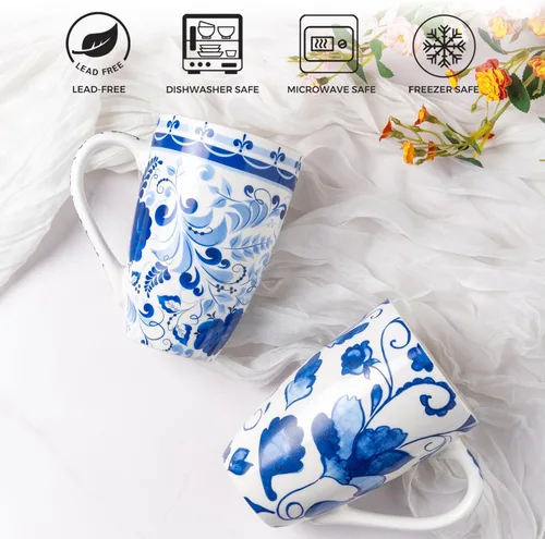 Miniatura 8 de GBHOME Taza de té con infusor y tapa, taza grande de cerámica de hoja suelta de 18 onzas, apta para microondas, apta para lavavajillas, perfecta