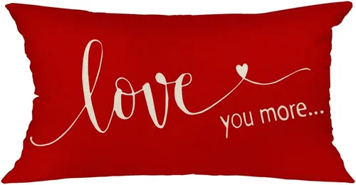 GEEORY Funda de almohada para el día de San Valentín, 12 x 20 pulgadas, decoración de San Valentín, color rojo "Love You More"