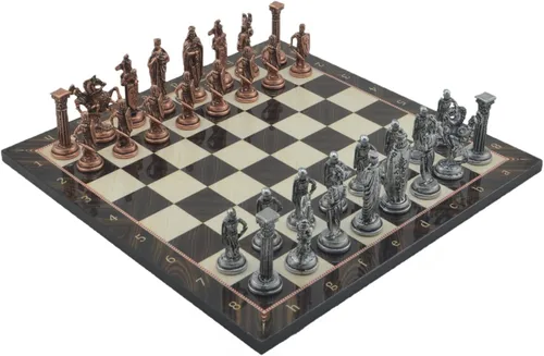 Miniatura 16 de Juego de ajedrez de metal para adultos, cobre antiguo del ejército británico real, piezas hechas a mano y diferentes diseños, tablero de ajedrez