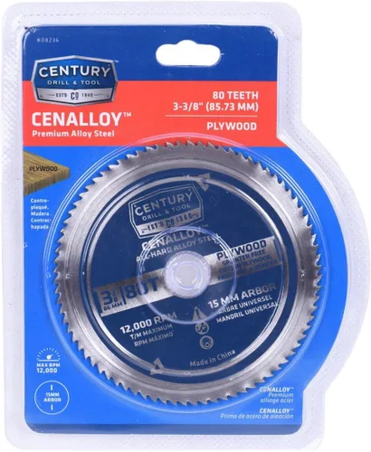 Miniatura 4 de Century Drill & Tool 08236 Cenalloy Hoja de sierra circular de madera contrachapada 3-3/8" por 80T