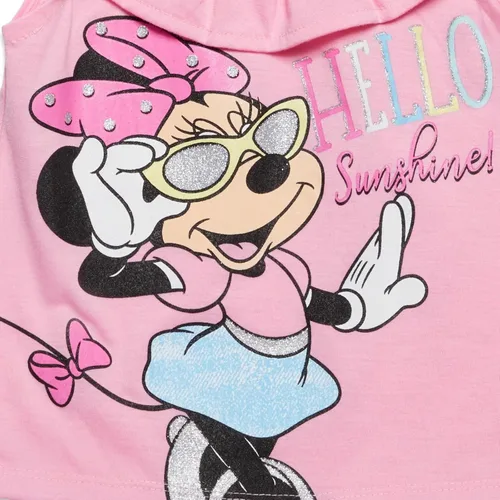 Miniatura 13 de Disney Minnie Mouse - Conjunto de camiseta floral arcoíris y pantalones cortos de cambray, tallas de bebé a niño grande (12 meses - 14-16)