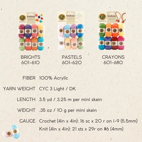 Miniatura 6 de Lion Brand Yarn Paquete de hilo BonBons Brights