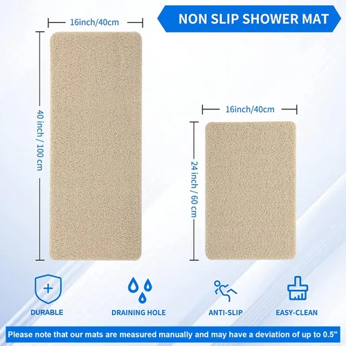 Miniatura 133 de Hargiis - Tapete antideslizante de secado rápido para tina y ducha, tapete exfoliante para pies, para baño, cocina u hotel, beige, 24 x 16 pulgadas