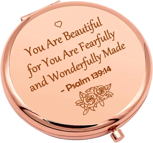 Regalos cristianos inspiradores, versículos, regalos religiosos para niñas, hermanas y amigas, regalo de aliento para bautismo, espejo de maquillaje