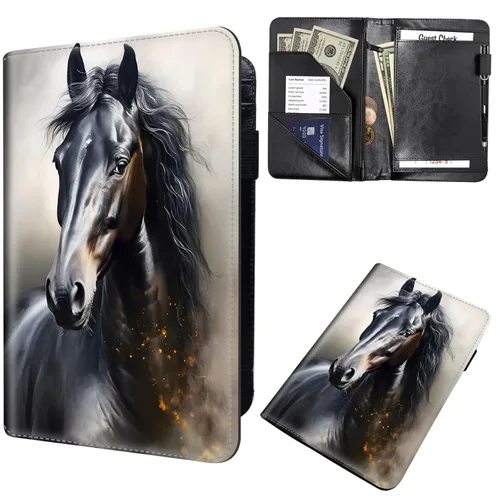 Miniatura 43 de Libros de mesero para camarera, cartera de cuero para camarero con cremallera, soporte para recibos, para camarero, camarero, accesorios