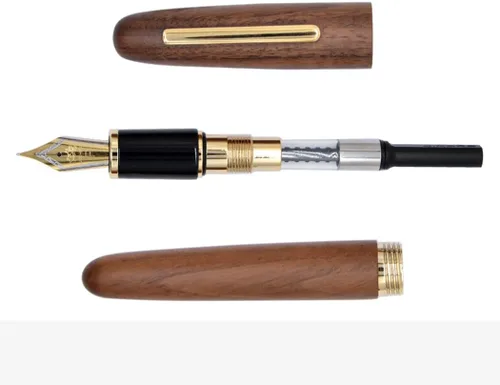 Miniatura 7 de Jinhao 9056 Pluma estilográfica vintage de madera natural, punta fina, madera Juglans regia