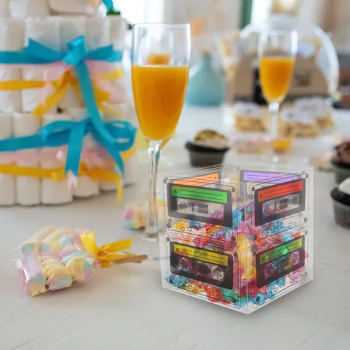 Miniatura 2 de Yardwe Paquete de 5 cajas de cinta de casete para fiesta, cajas de dulces retro de los años 80 para decoración de mesa de cumpleaños, 5.03 x 4.84 x