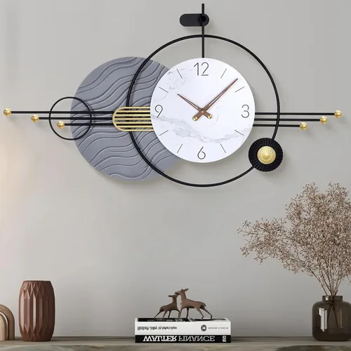 Miniatura 14 de Reloj de pared grande e irregular, moderno, de 26 x 16 pulgadas, único, silencioso, sin tictac, funciona con pilas, relojes decorativos para sala