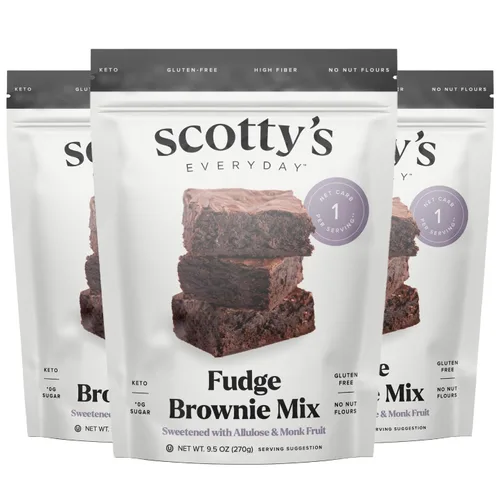 Scotty's Everyday - Mezcla para brownie de chocolate keto - 1g de carbohidratos netos, 0g de azúcar añadido, sin gluten, alta en fibra - Sin harinas