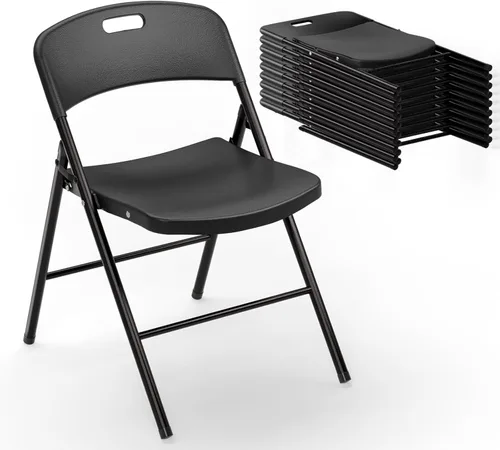 Miniatura 14 de VINGLI Sillas plegables, silla plegable de plástico, capacidad de hasta 350 libras, asientos portátiles para interiores y exteriores, eventos, Negro