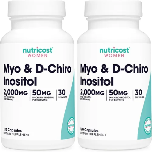 Miniatura 9 de Nutricost Myo Inositol y D-Chiro Inositol para mujeres 2000mg, 120 cápsulas, 2000mg Myo y 50mg D-Chiro por porción, 30 porciones, apto
