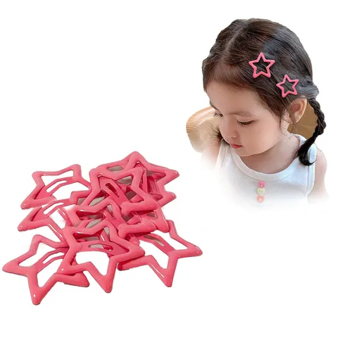 10 pinzas para el cabello con forma de estrella roja clara, pasadores para el cabello para niñas, pinzas pequeñas Y2K, antideslizantes, estrellas de