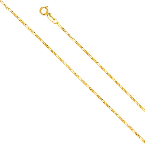 Miniatura 4 de Collar de ojo turco de oro amarillo de 14 quilates para mujer con cadena Figaro 3+1 de 0.047 in
