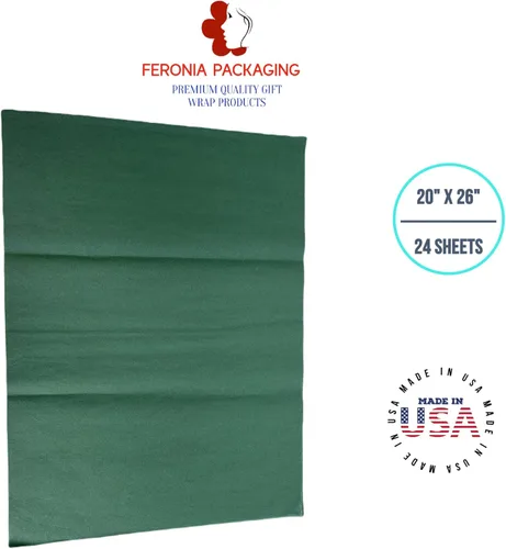 Cuadrados de papel de seda verde bosque, 24 hojas a granel, papel de regalo premium y suministros de arte para cumpleaños, vacaciones o regalos por
