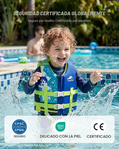 Miniatura 2 de Gogokids Chaleco de natación para niños pequeños, chaleco de natación de alta calidad para niños de 30-40-50-60-70-80 libras, flotadores para niños