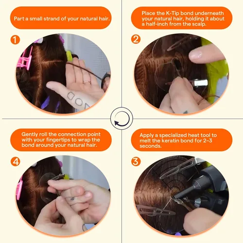 Miniatura 7 de Full Shine Ktip - Extensiones de cabello humano, 22 pulgadas, 1.76 onzas, 50 hebras de color 1 negro azabache, cabello lacio natural, mezcla sin